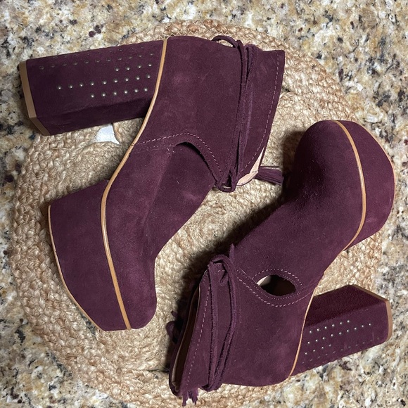 Free People Constantine Wrapped Platforms Red Cherry - Picture 2 of 6